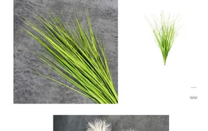 Detailopname van kunstmatig uigras en rietplanten voor moderne interieurdecoratie