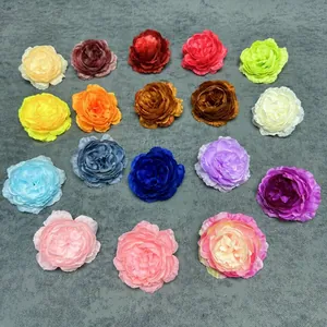 Artificial Peony Flower Head Simulation Satin Cloth Fake Flower For DIY Wedding Party Home Decoration Corsage Craft Accessory