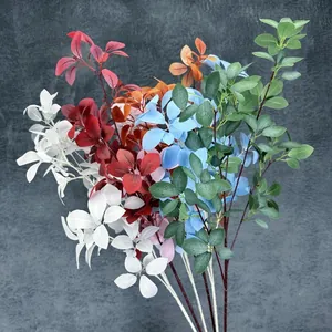 Rama de Flores de Seda con Hojas de Magnolia Rhododendron Artificiales 90cm Tallo Largo Planta de Verdor Falso para Boda Hogar Oficina Fotografía Decoración