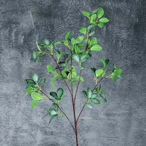 Artificial green leaf branch for wedding home decor, total height 90cm with natural texture