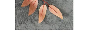 Détail macro de feuilles de saule artificielles rouge rouille aux veines réalistes
