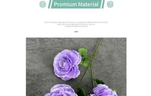 Detail of high-quality silk Ranunculus with multi-layered purple petals for decor