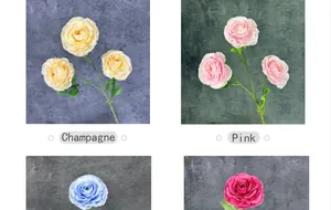 Detailed comparison of four color variants for 3-head silk ranunculus artificial flowers