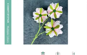 Vista posterior detallada de peonías artificiales rosas con tallos verdes y textura de tela