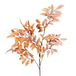 Branche de feuilles de saule artificielles orange d'automne pour décoration