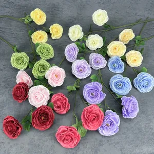 Multicolor artificial Ranunculus Asiaticus flowers for home decor and wedding setting