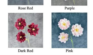 Racimo de peonías de hibisco en seda color rojo rosa, púrpura, rojo oscuro y rosa suave