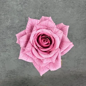 Realistic Fabric Artificial Rose Flower Heads Silk Screen Veins For Wedding Decoration DIY Crafts Home Party Decor Props