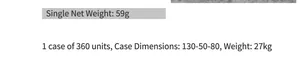 Detailed specifications showing artificial rose net weight 59g and packaging dimensions