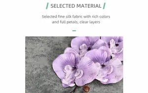 Detailed close-up of premium silk purple orchid petals with realistic bionic texture
