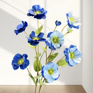 Artificial 6-head butterfly orchid in blue tones for home and wedding decor