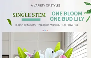 Makroaufnahme einer lebensechten 3D-Lilie mit einer Blüte und einer grünen Knospe