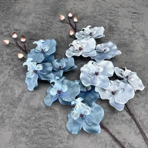 Artificial Phalaenopsis Orchid Silk Fabric Flower 6-Head Stem Realistic Fake Flower For Home Wedding Hotel Decor Office 76cm