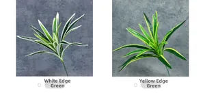Detail comparison of artificial foliage showing green leaves with white and yellow edges