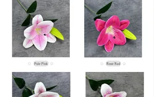 Detaillierte Textur von künstlichen 3D-Lilienblüten in Hellrosa und Rosenrot