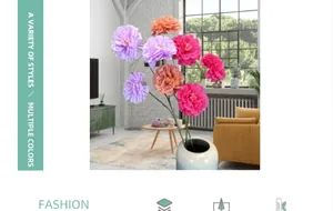 Hibisco artificial de 3 cabezas en jarrón cerámico para decoración de casa y bodas
