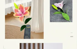 Detail einer 3D-Lilie mit Blüte und Knospe für Haus- und Hochzeitsdekoration
