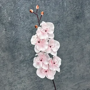 Artificial 6-head pink orchid spray for home decor, 76cm height with 10cm bloom diameter