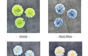 Collage de flores de hibisco artificiales en verde, azul neblina, blanco y azul claro