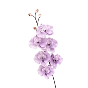 Single stem artificial lavender orchid with 5 blooms and 3 buds for home wedding decoration