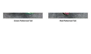 Detailed close-up of Green Vein and Red Vein Phoenix Tail artificial palm leaves