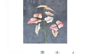 Detail of 3D artificial Caladium leaves with realistic pink texture and green edges