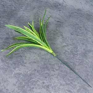 Artificial Lily Bamboo plant with striped green and yellow leaves for home decor