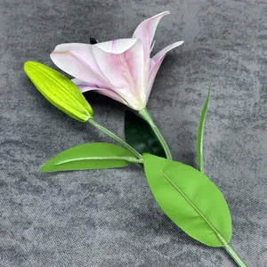 Realistische 3D-Lilie mit einer Blüte und einer Knospe für Hochzeit und Heimdekoration
