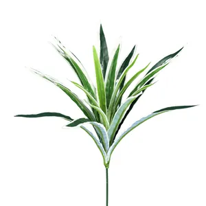 Artificial Dracaena plant with striped green and white leaves on a clean white background