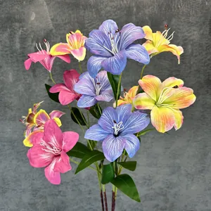 Fiori di Giglio Daylily Artificiali Con Petali di Raso Realistici Per Matrimonio Casa Festa Decorazione Stelo Singolo