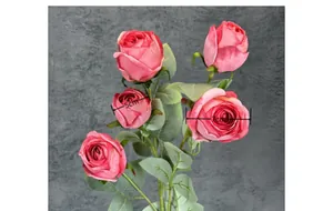 Detailed dimensions showing 5cm and 7cm pink faux rose heads for wedding floral decor