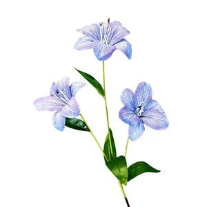 Emerocallide artificiale a 3 teste con petali stampati in 3D in blu e viola decoro