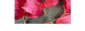 Macro di foglie di seta magenta realistiche con trama dettagliata e steli marroni