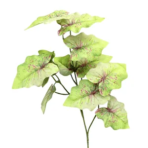 Artificial 3D Caladium leaf branch with realistic pink veins for home wedding decor