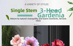 Detailed view of artificial 3-head gardenia petals with multi-layer silk cloth texture