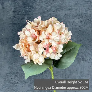 Faux pink hydrangea flower stem, 52cm height and 20cm diameter for home wedding decor