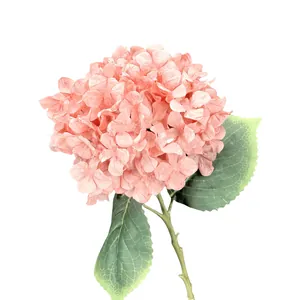 Elegant single stem coral pink artificial hydrangea flower for home wedding decor