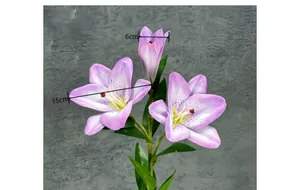 Macro detail of artificial 3-head lily showing realistic petals and 15cm bloom size