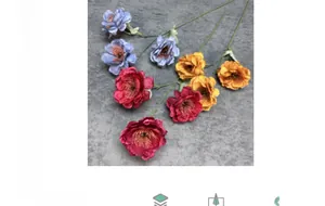 Detailed view of artificial silk gardenia petals in various colors with green stems