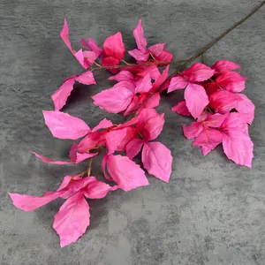 Ramo di foglie artificiali rosa acceso con venature per decorazioni nuziali e casa