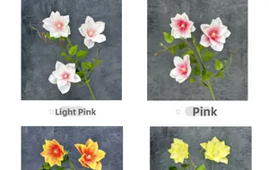 Detailed close-up of 3D printed clematis petals in light pink and vibrant yellow tones