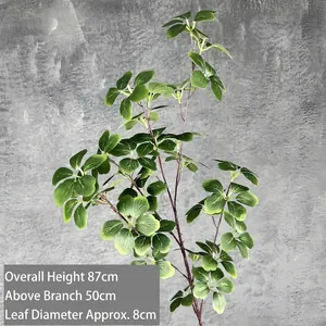 Artificial Alocasia branch 87cm for home decor with green leaves and light edges