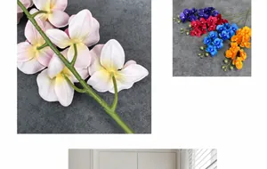 Detailansicht künstlicher Orchideen mit 9 Köpfen und realistischen Seidenblättern