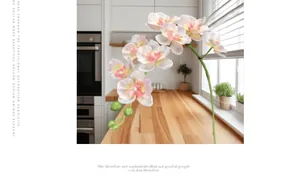 Λεπτομέρεια τεχνητής ορχιδέας Phalaenopsis 9 κεφαλών με ροζ διαβαθμισμένα πέταλα
