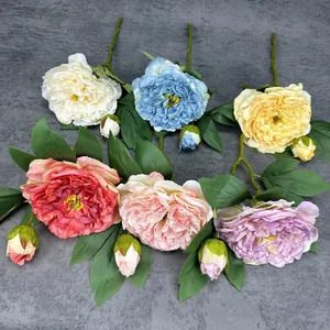 Retro artificial peony bouquet with 2 heads for Nordic home and wedding decoration