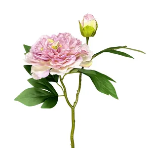 Artificial 2-head vintage peony silk flower in light pink for Nordic home wedding decor