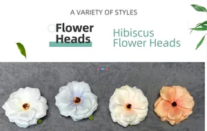 Detalle de cabezas de flores de hibisco de seda para decoración de bodas y artesanía