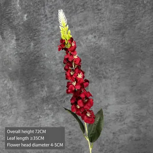 72cm single stem artificial snapdragon red flower with green leaves for home wedding decor