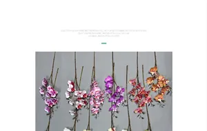 Detail of multi-colored artificial 3D silk phalaenopsis orchids with realistic stems