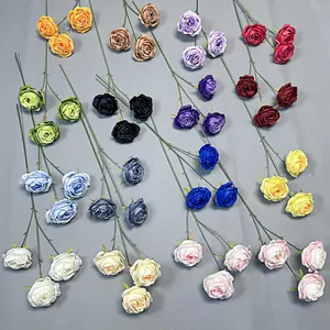 Kunstmatig 3-koppig parelrozenboeket in diverse kleuren voor bruiloft en interieurdecoratie